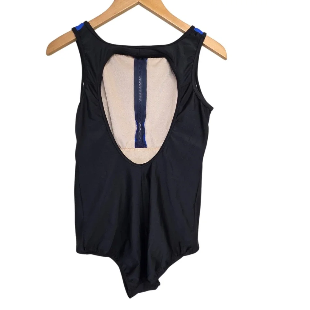 Vintage 90s Krista Womens Plus 18W Tummy Control Sears Swimsuit‎ Blue Zip NWT